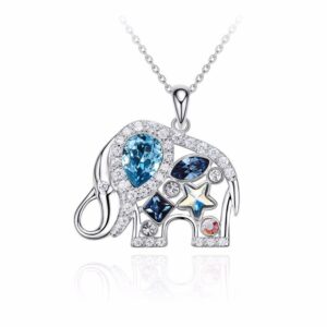 Anhänger Elefant Blaue Kristalle