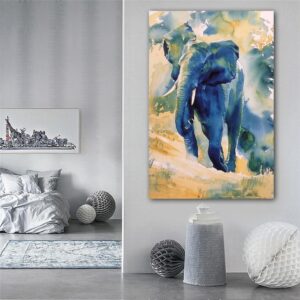 Leinwandbild Elefant Ozeanblau