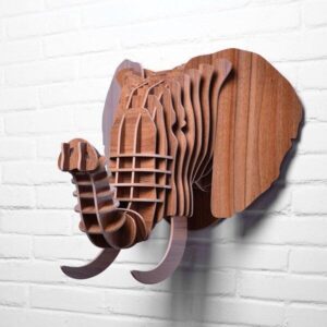Elefantenkopf für die Wand, dunkles Holz