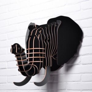 Elefantenkopf für die Wand, Schwarz