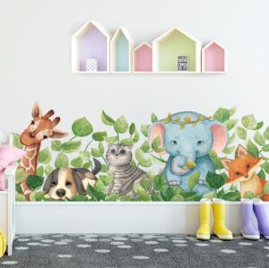 Wandsticker Elefant und Giraffe
